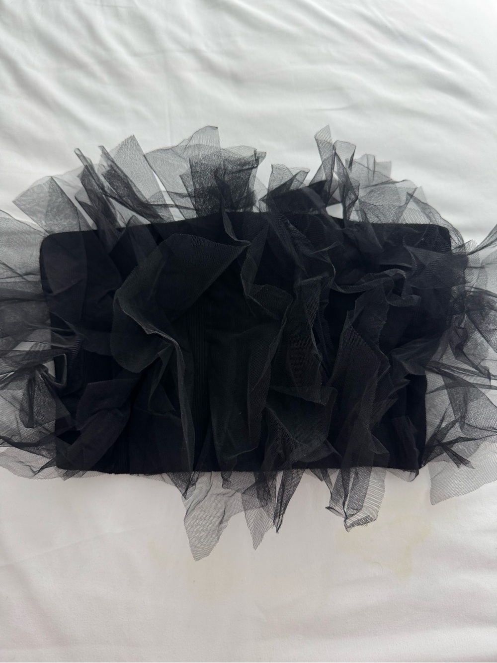 Black Ruffled Tulle Women's Top